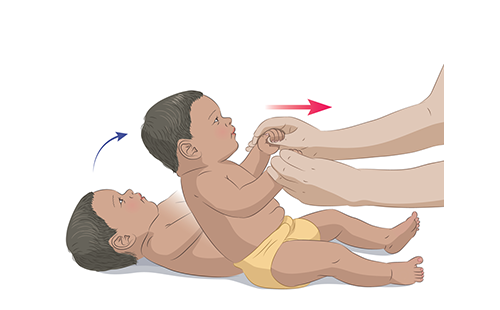 Child is able to lift head along with body